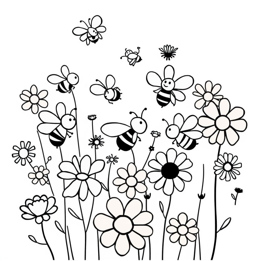 Vrolijke Bijen in de Bloemen