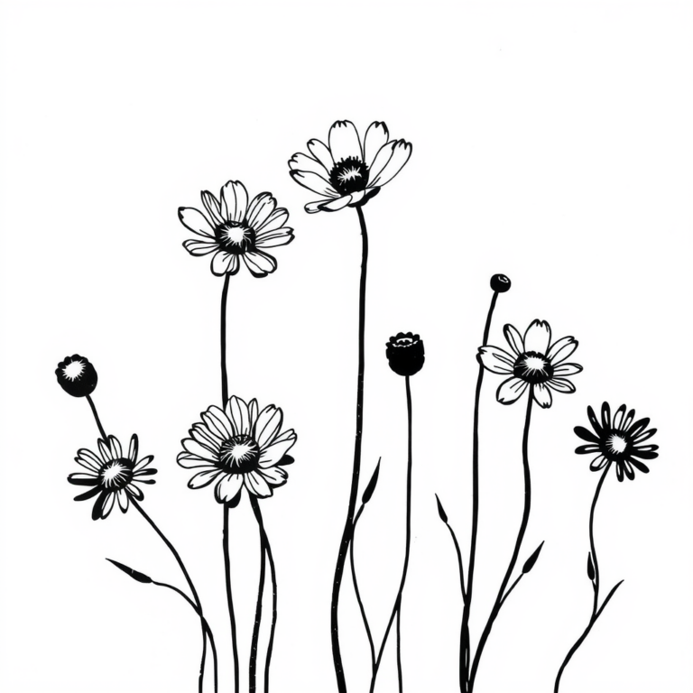 Zwarte bloemen in het witte