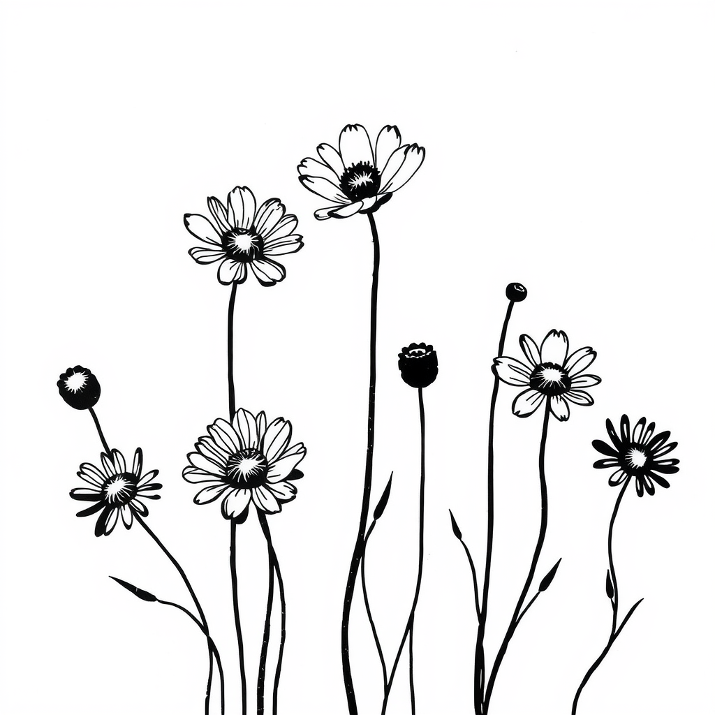 Zwarte Bloemen in het Witte