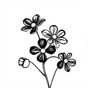 Kleurrijke Tuin: Een Zwierlende Bloemengrafiek