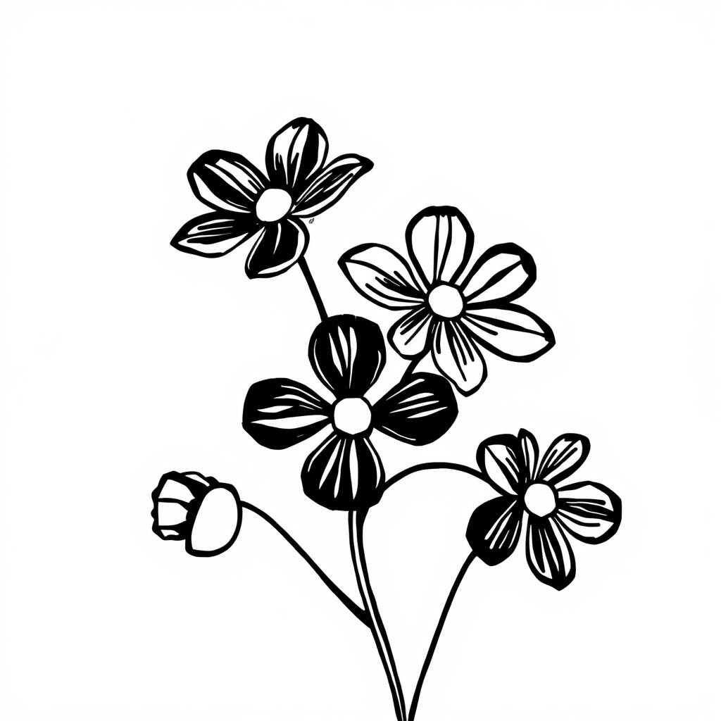 Kleurrijke Tuin: Een Zwierlende Bloemengrafiek