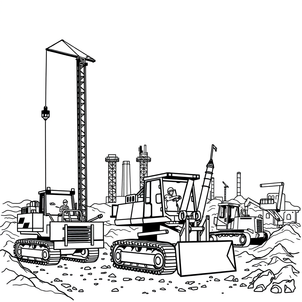 Zware machines op de bouwplaats