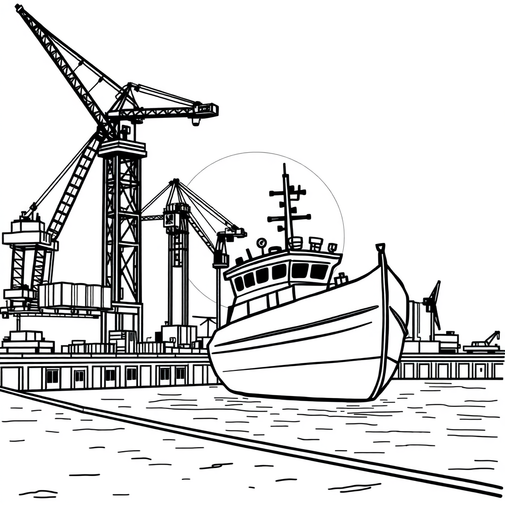 Bouwboot op de werf