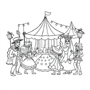 Carnavalsfeest in een kleurrijk dorp