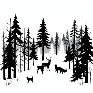 Dieren in het Bos: Een Zwarte Winternacht