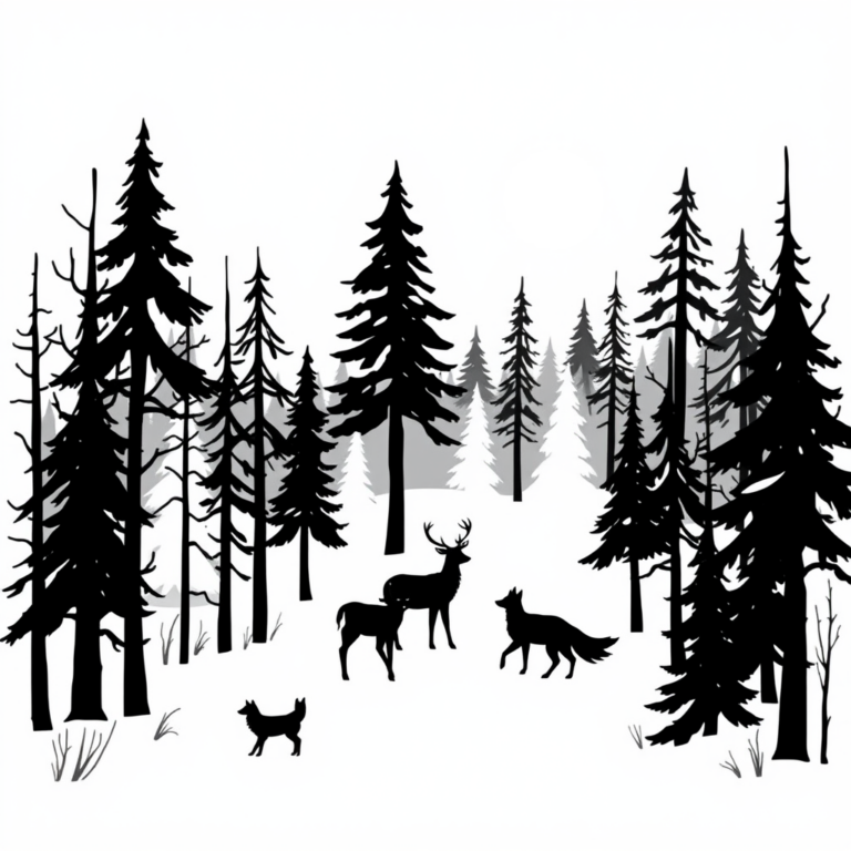 Dieren in het bos: zwarte winternacht