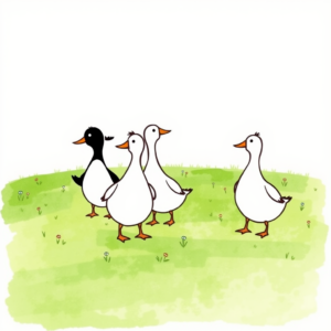 Eenden op het groene veld