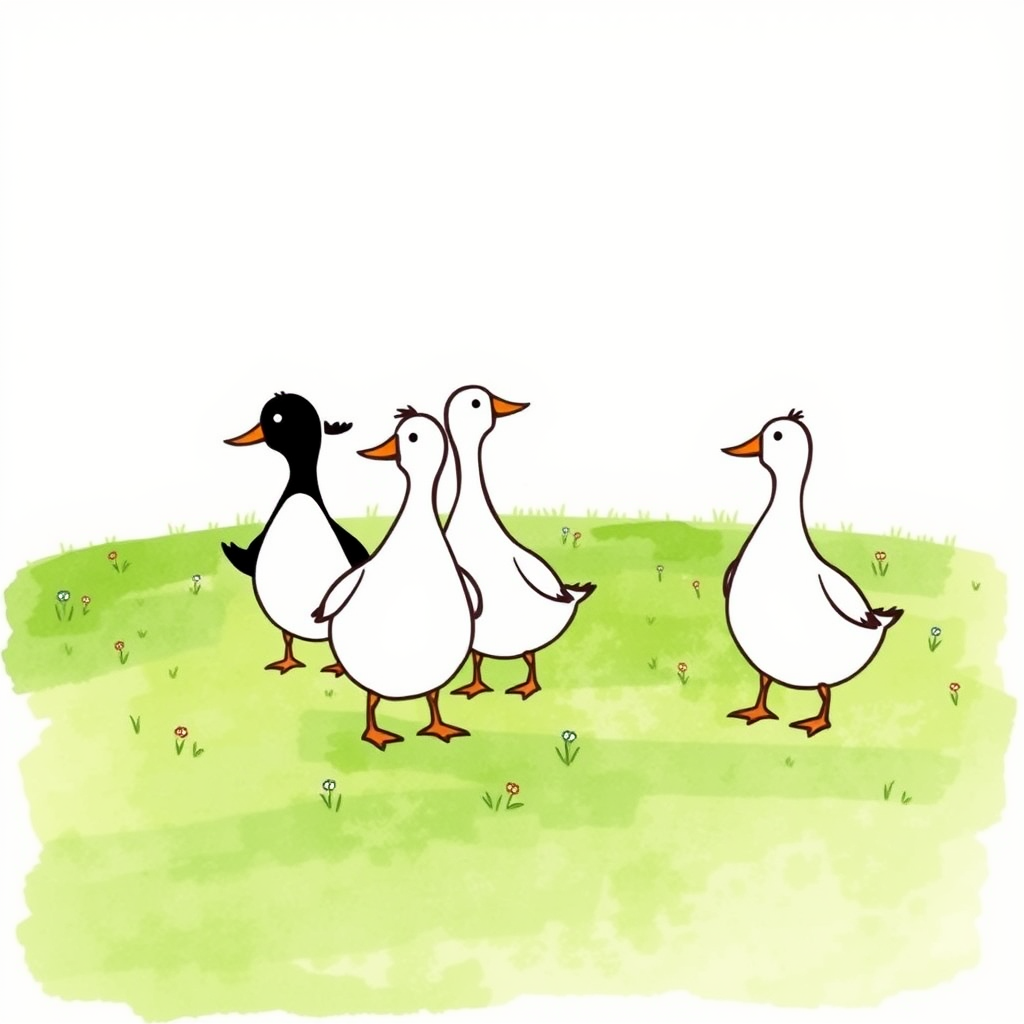 Eenden op het groene veld