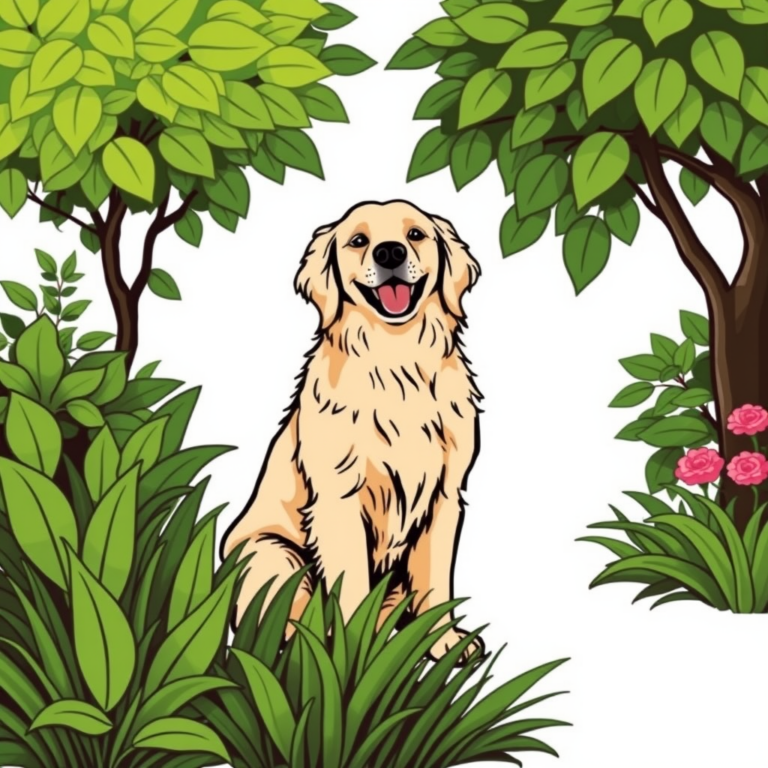 Hondje in de tuin