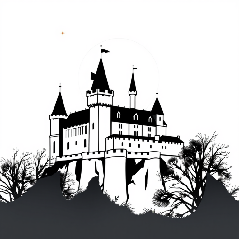 Mystiek kasteel in de nachtelijke bries