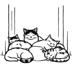 Snoezige Katten in een Stille Kamer