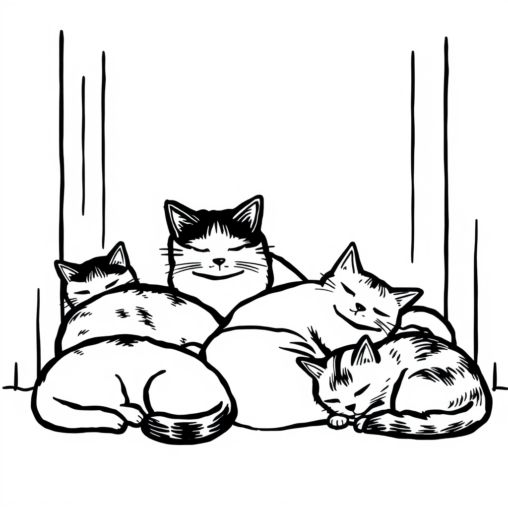 Snoezige Katten in een Stille Kamer