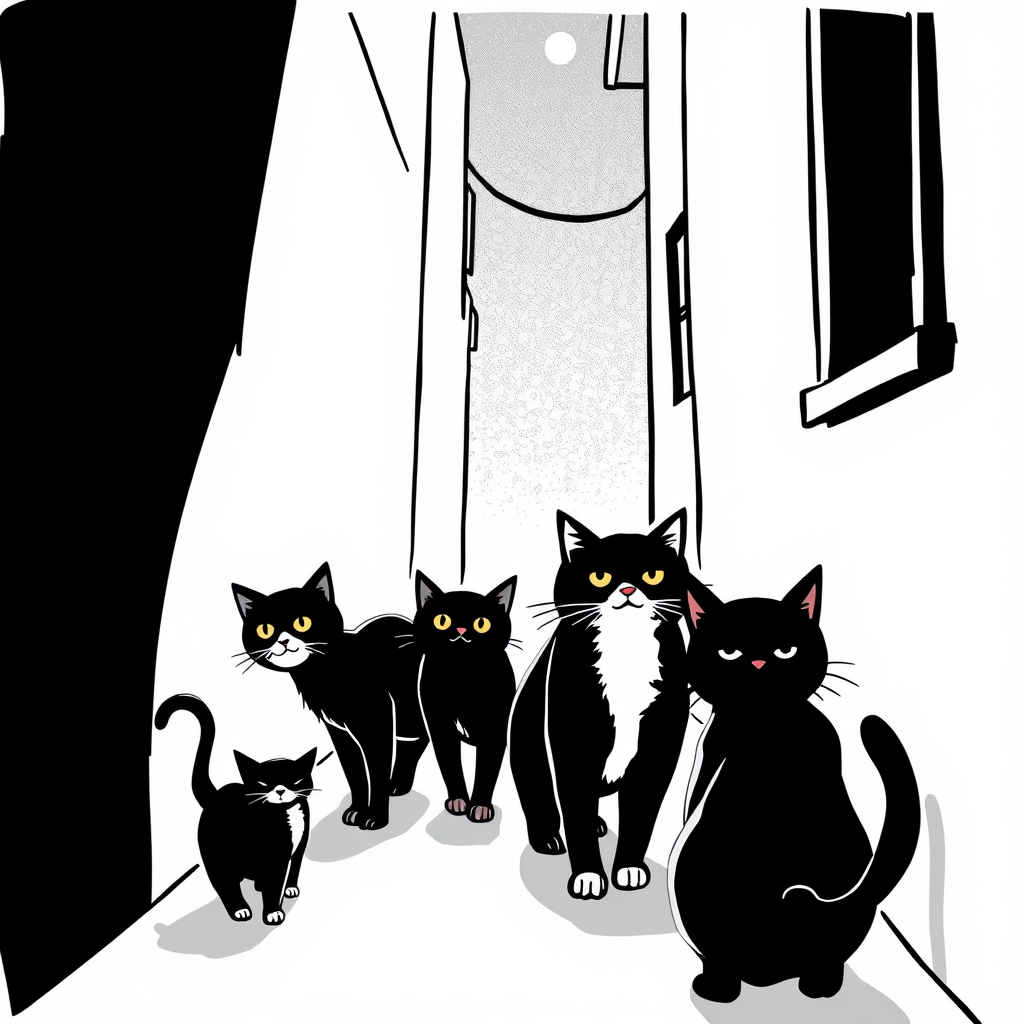 Geheime katten in de nacht