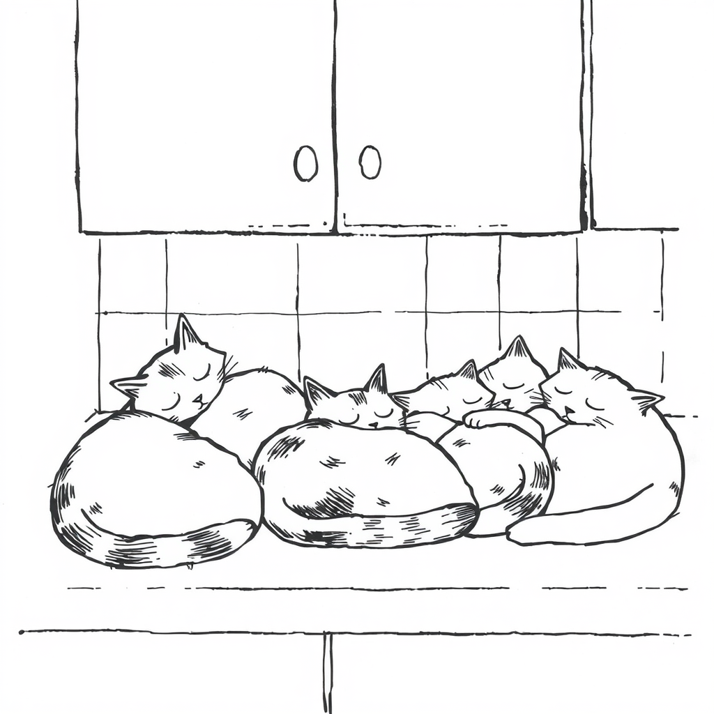 De Slaperige Katten van de Keuken