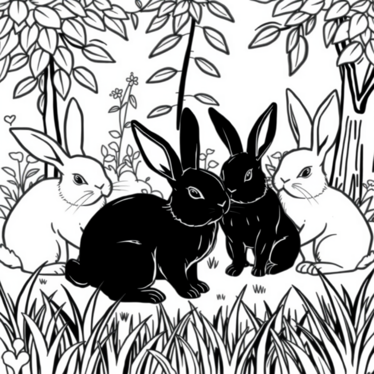 Vrolijke konijntjes in de tuin