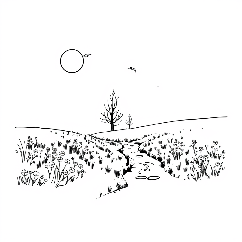 Lentezon op het groene veld