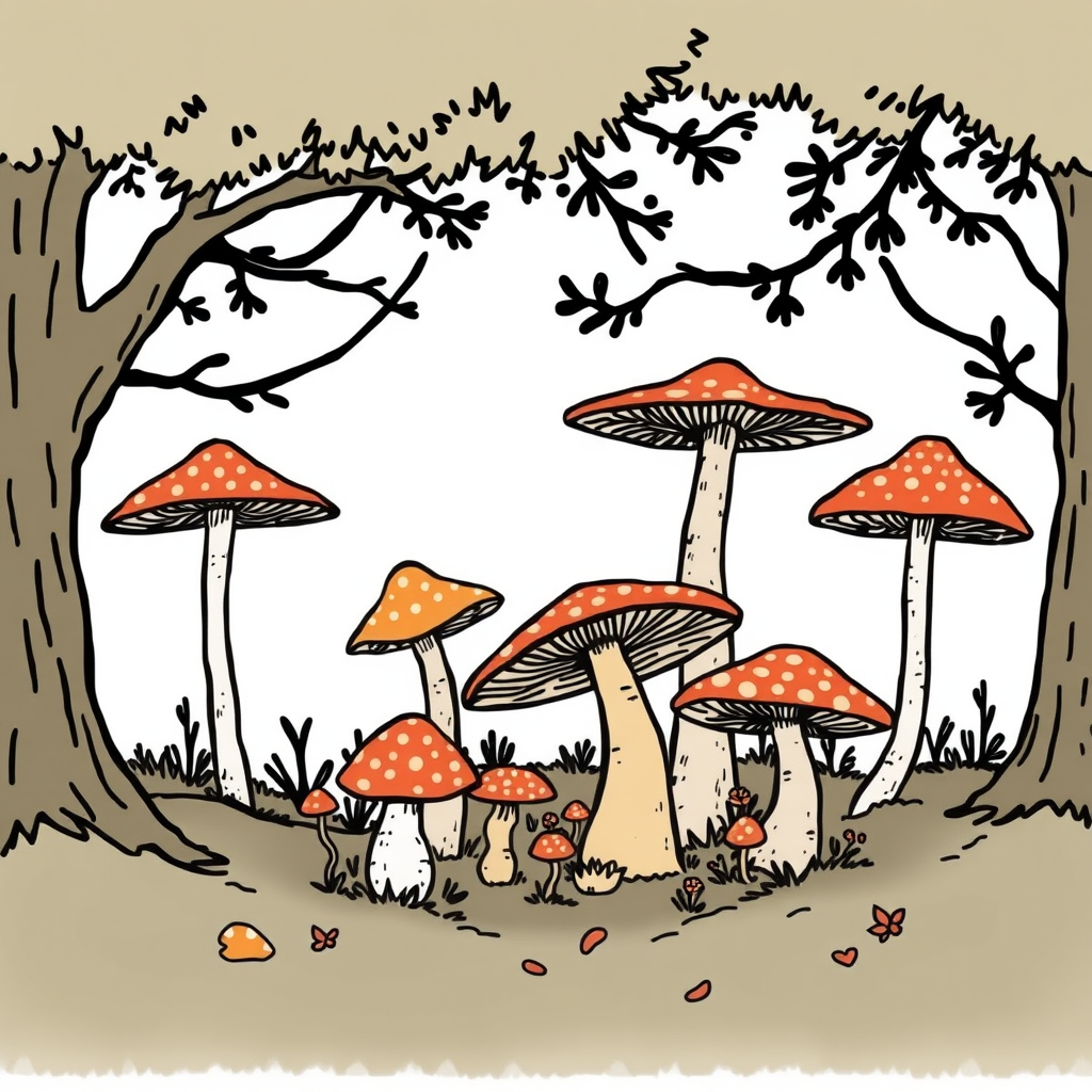 Mystieke Paddestoelen in het Woud
