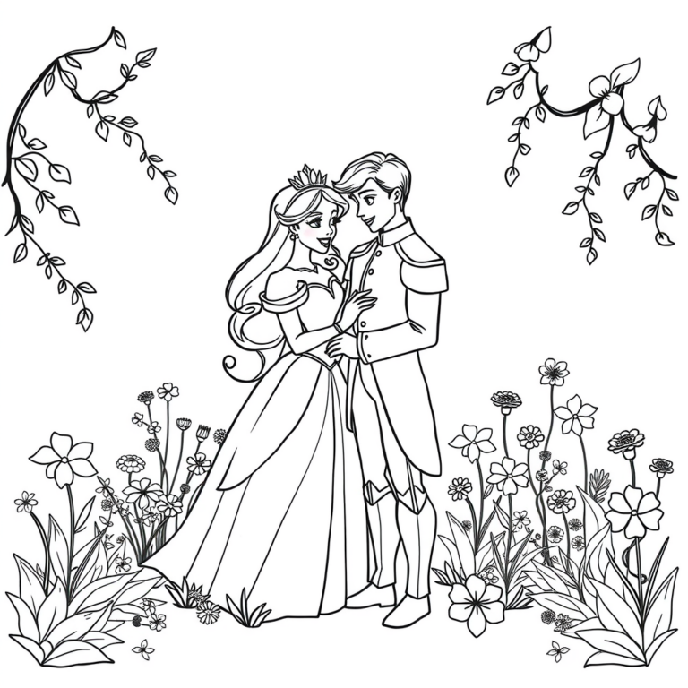 De prinses en de prins in het magische tuin