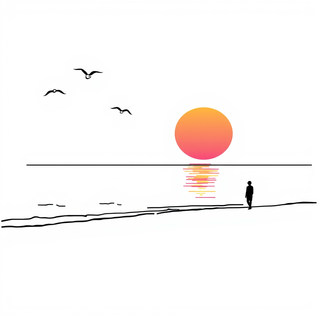 Zonsondergang op het strand