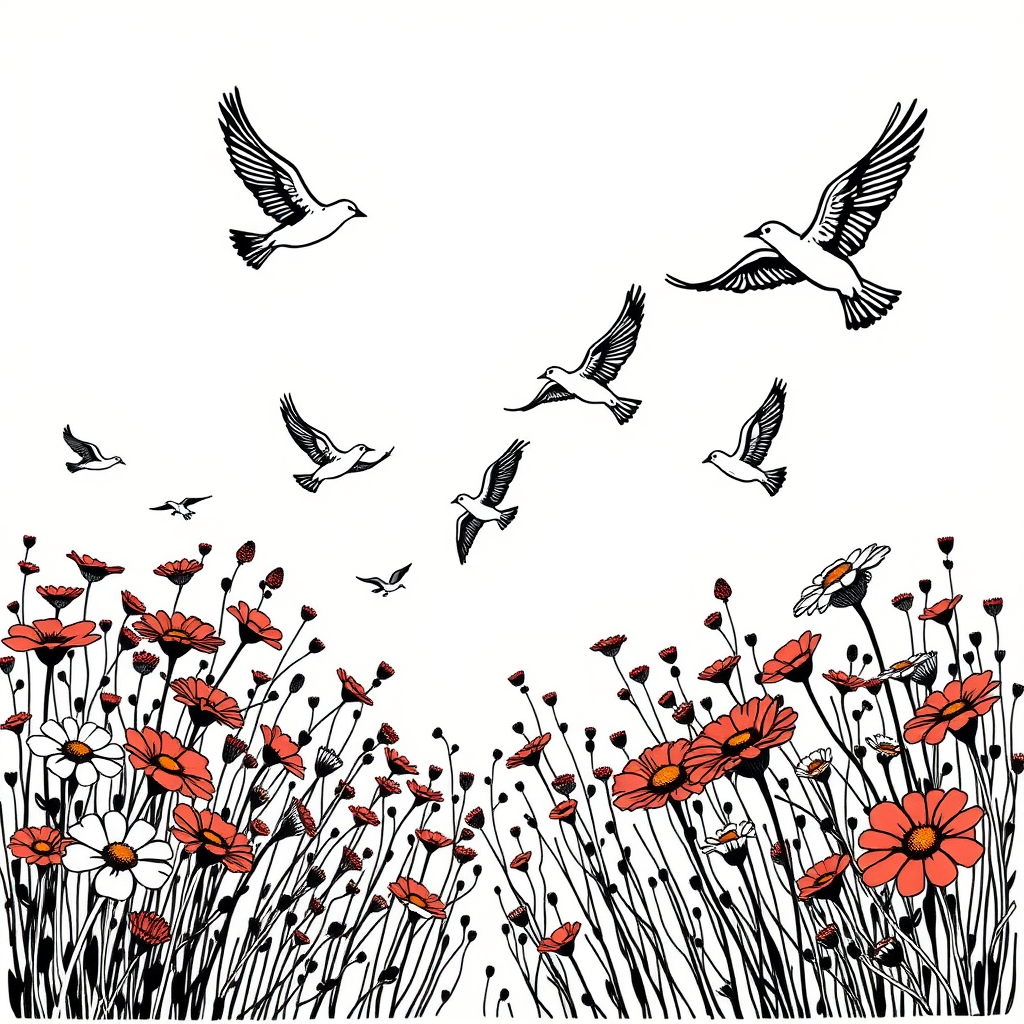 Vogels in bloei