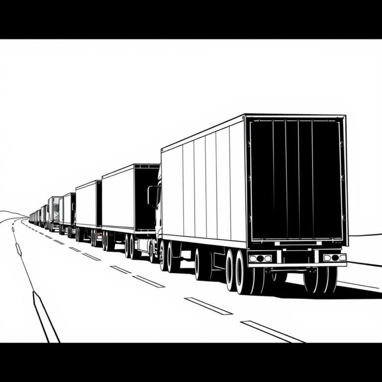 Grote vrachtwagens op de open weg