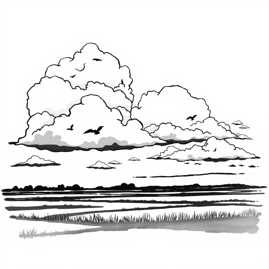Wolkenlucht over de polder