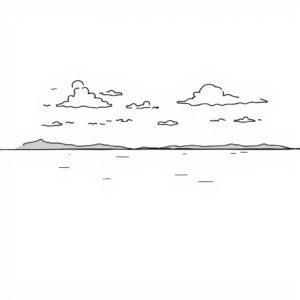 Meer op een bewolkt dag