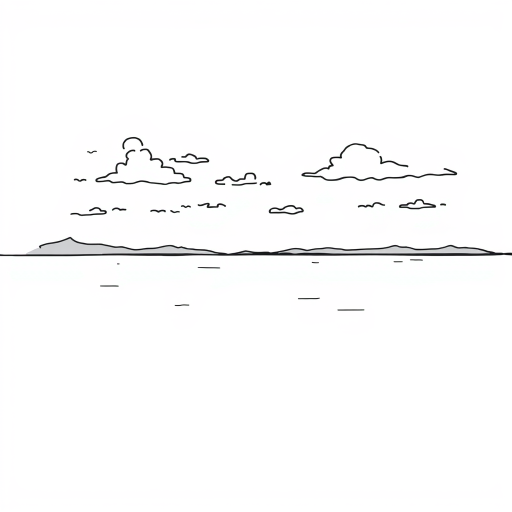 Meer op een bewolkt dag