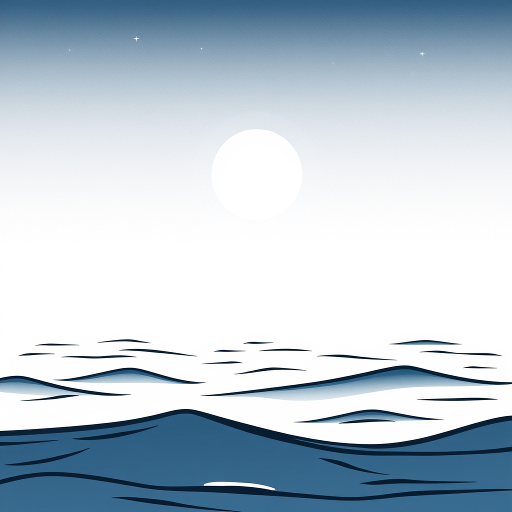 De Stille Zee op een Maanachtige Avond