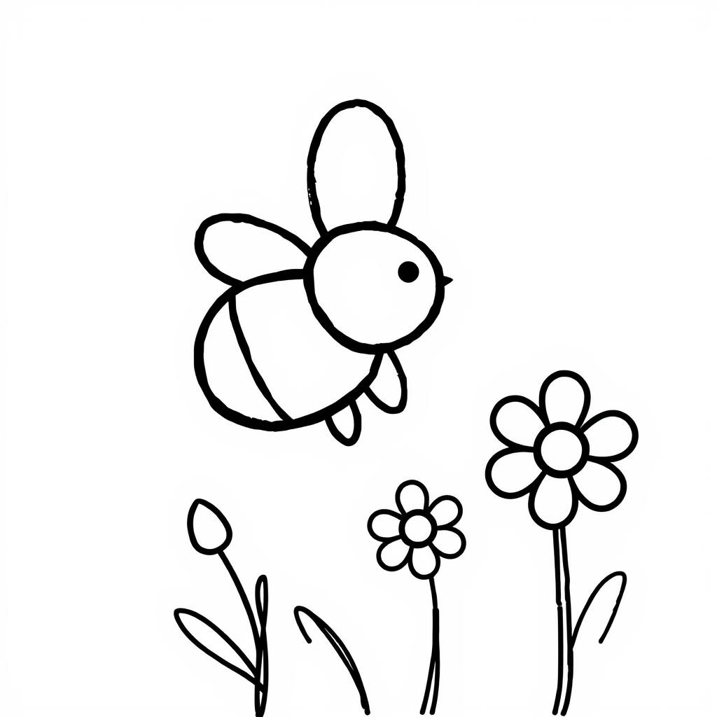 Bijen en Bloemen Kleurplaat