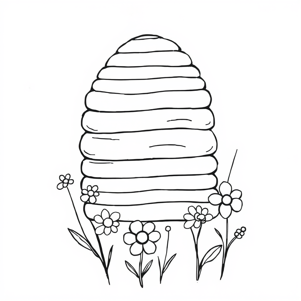 Bijen en Bloemen Kleurplaat