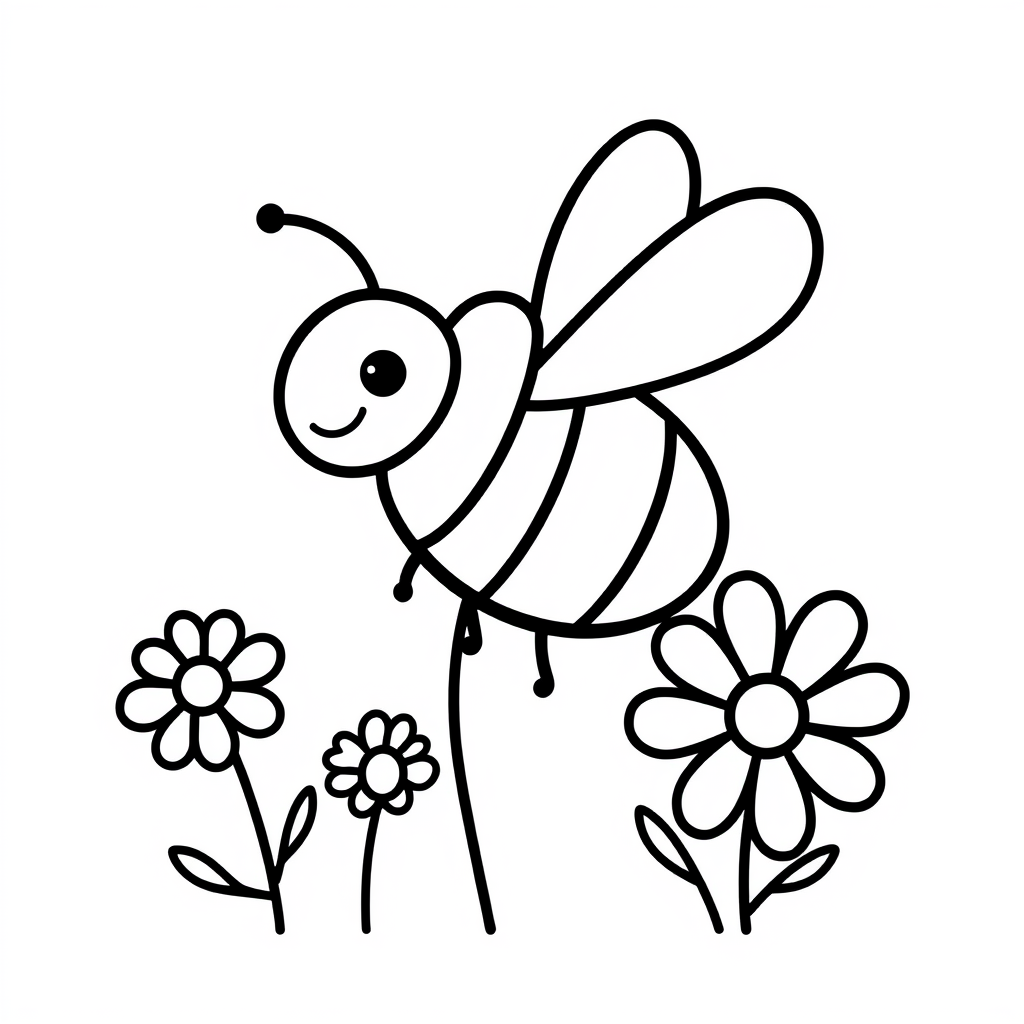 Bijen en Bloemen Kleurplaat