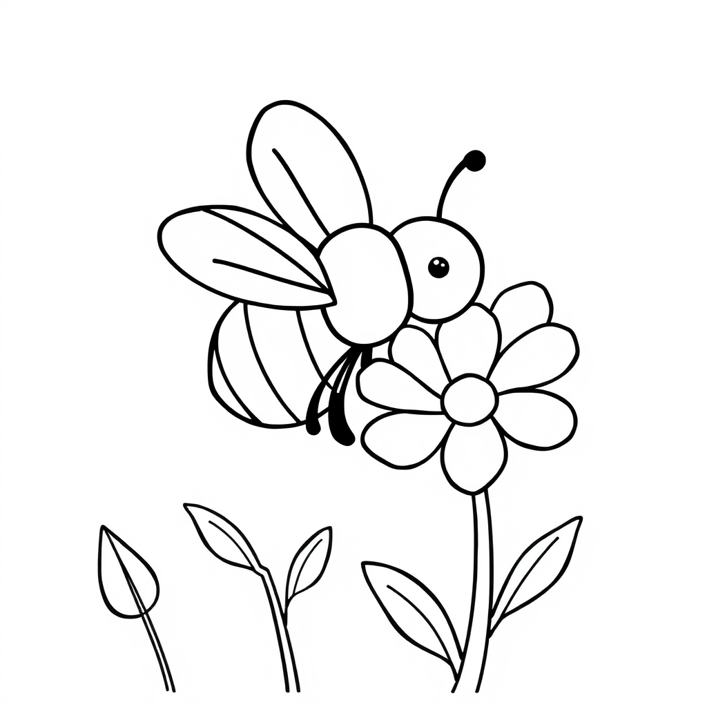Bijen en Bloemen Kleurplaat