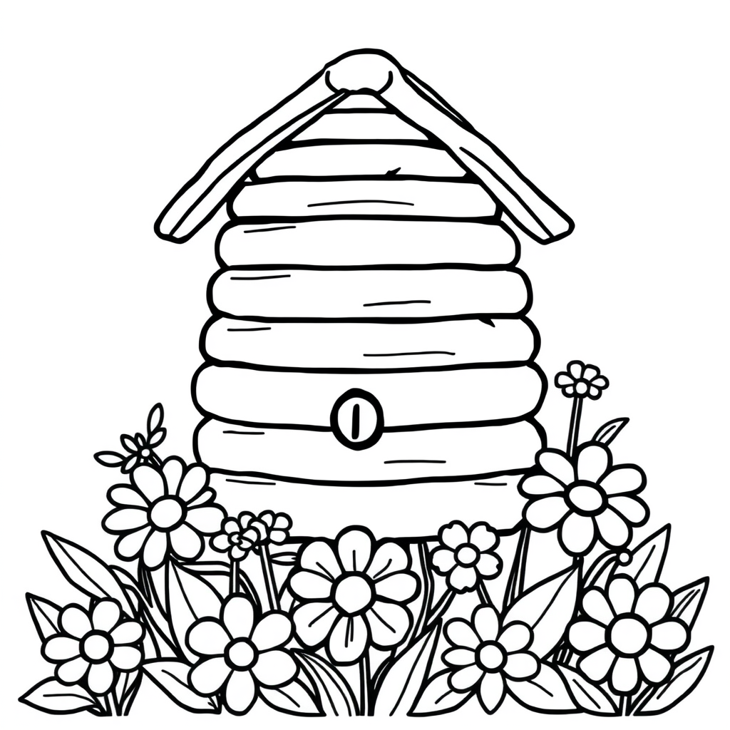 Bijen en Bloemen Kleurplaat