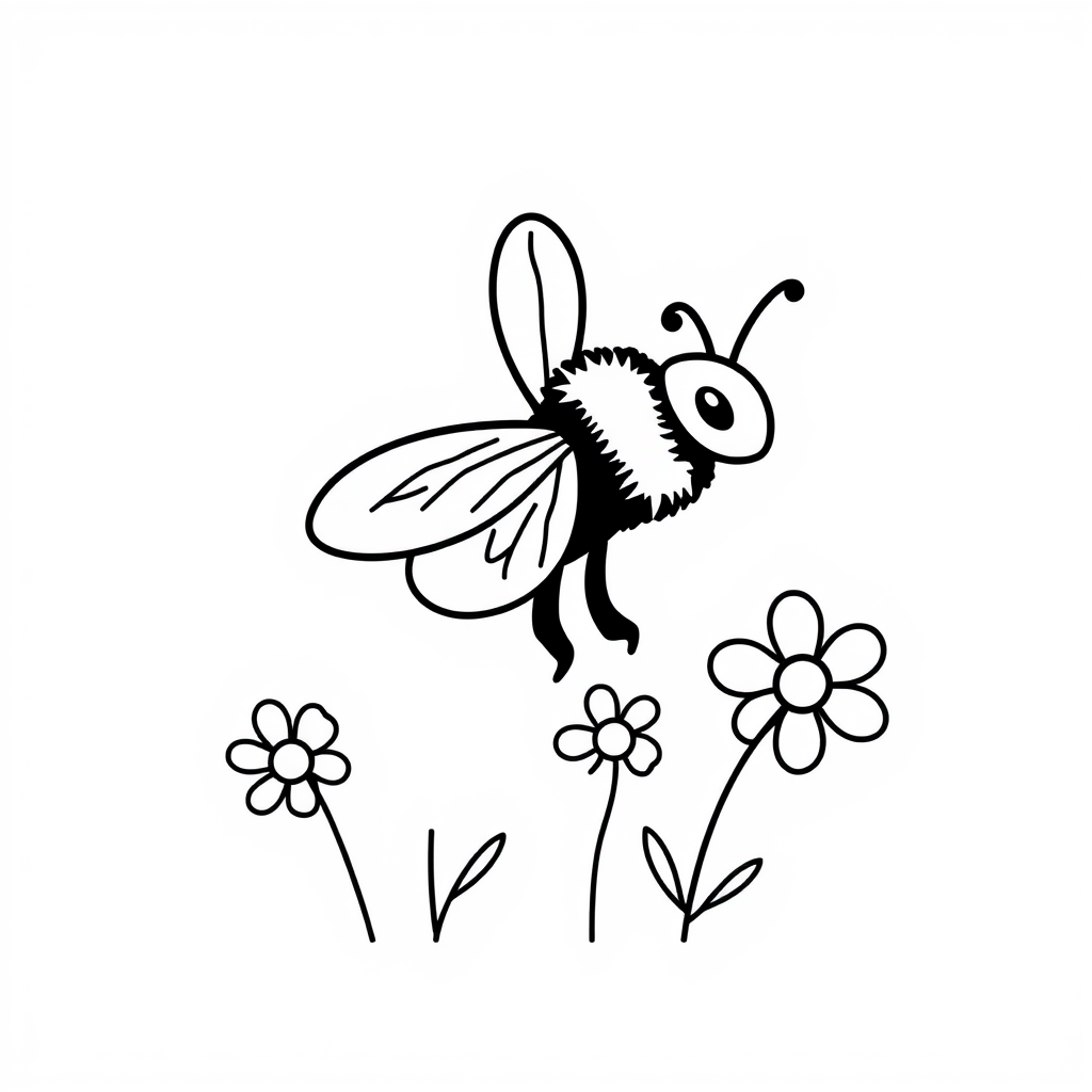 Bijen en Bloemen Kleurplaat