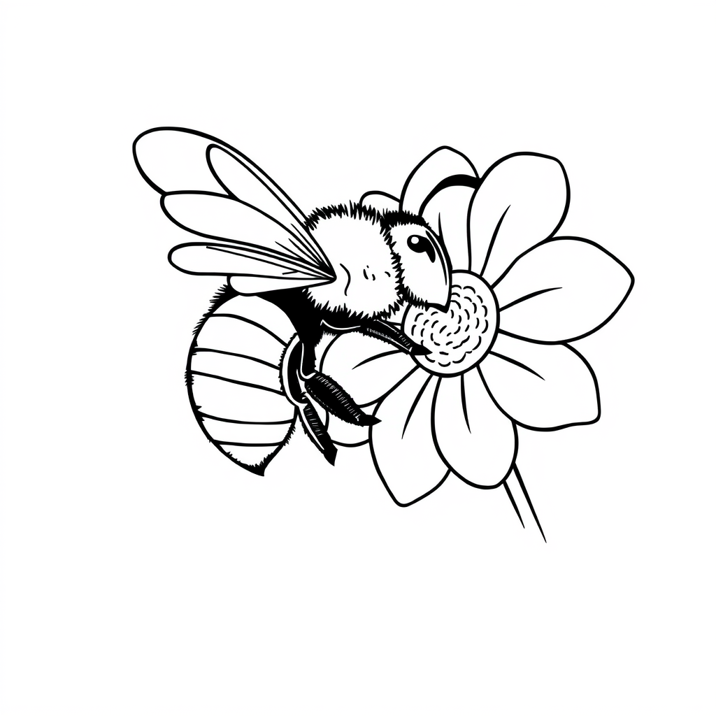 Bijen en Bloemen Kleurplaat