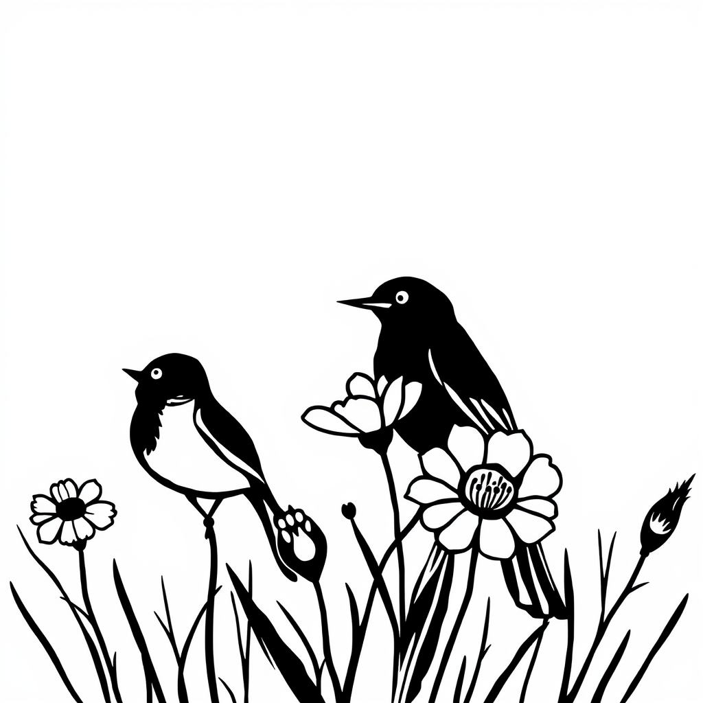 Bijen en Bloemen Kleurplaat