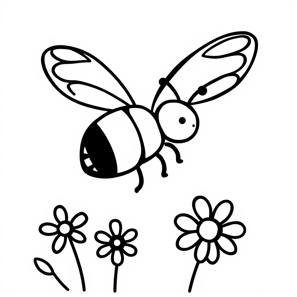 Bijen en Bloemen Kleurplaat