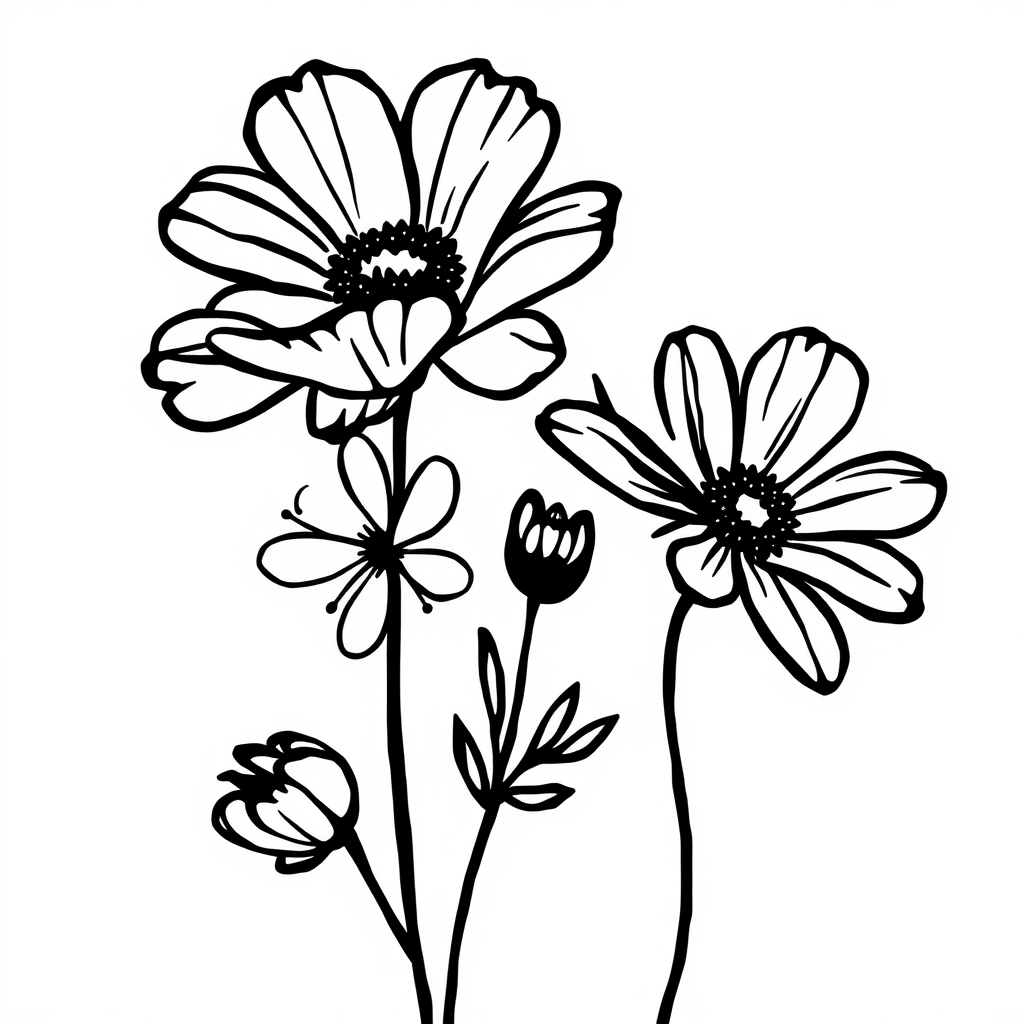 Bijen en Bloemen Kleurplaat