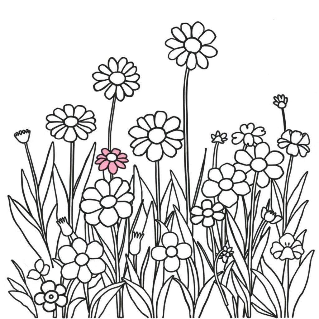 Bloemenvriendjes Kleurplaat