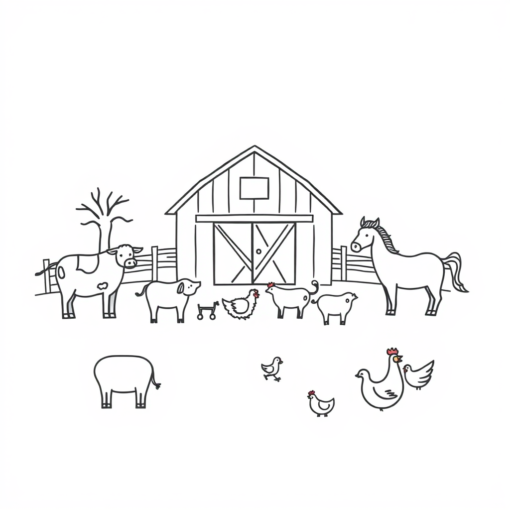 Boerderijdieren Kleurplaat