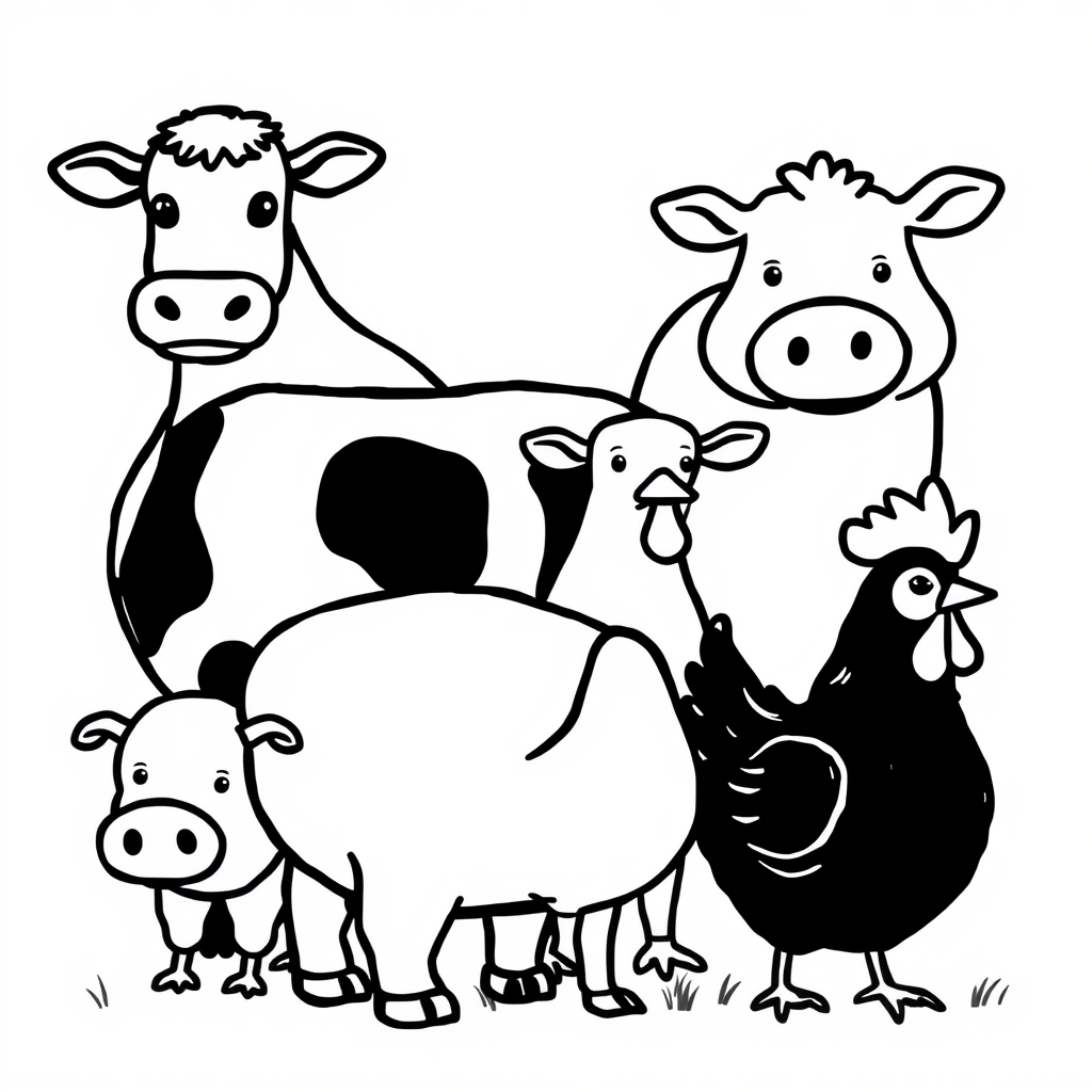 Boerderijdieren Kleurplaat