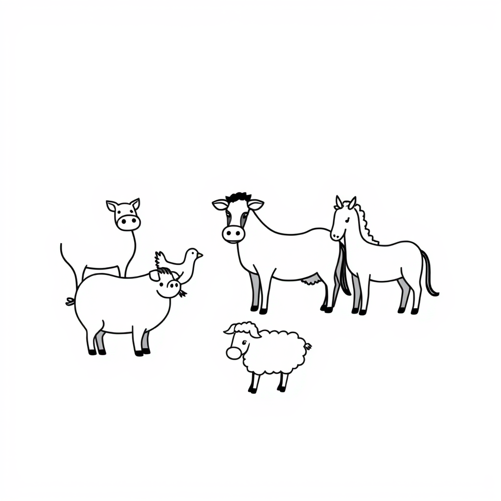 Klein Boerderijdieren Kleurplaat