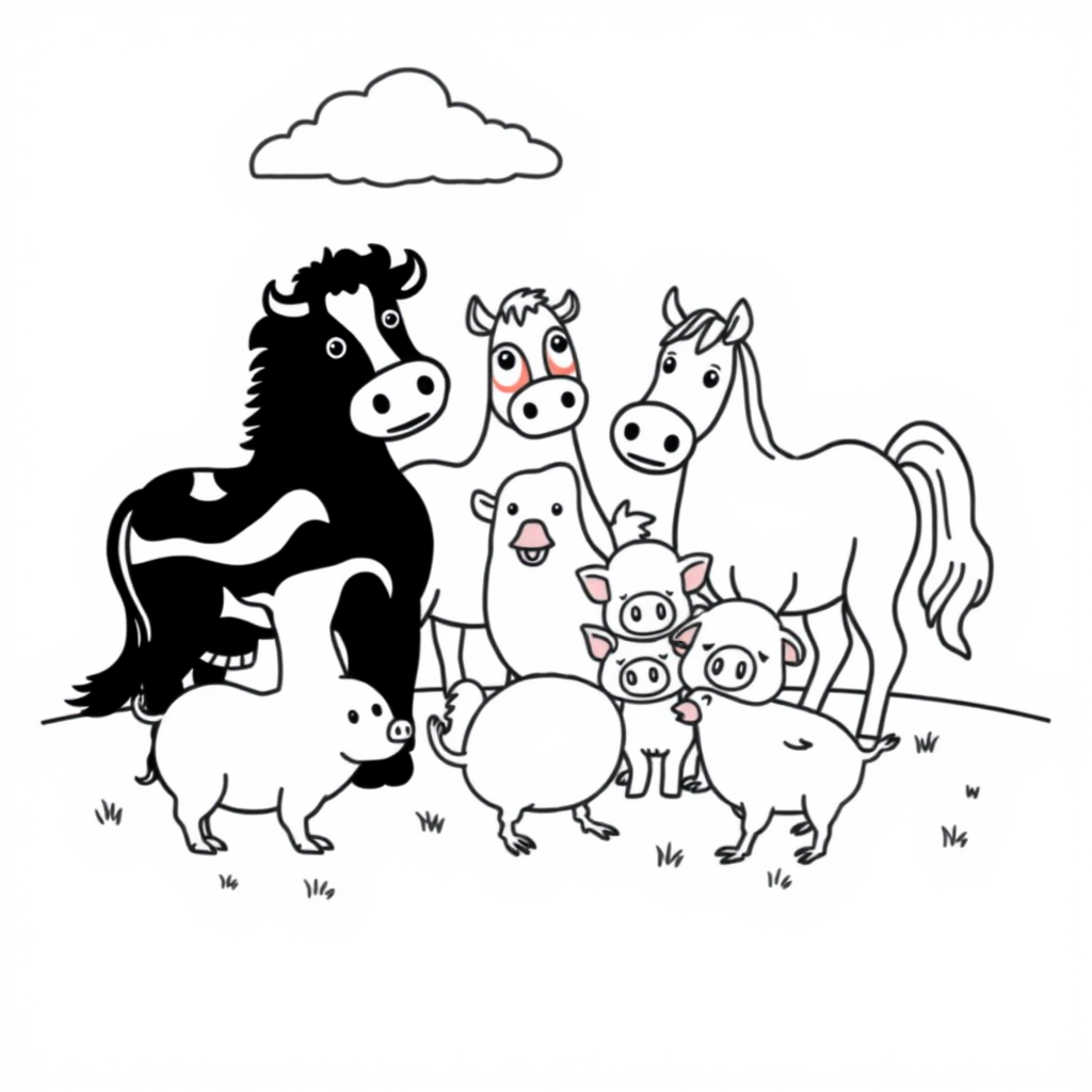 Dieren-Vriendjes Kleurplaat