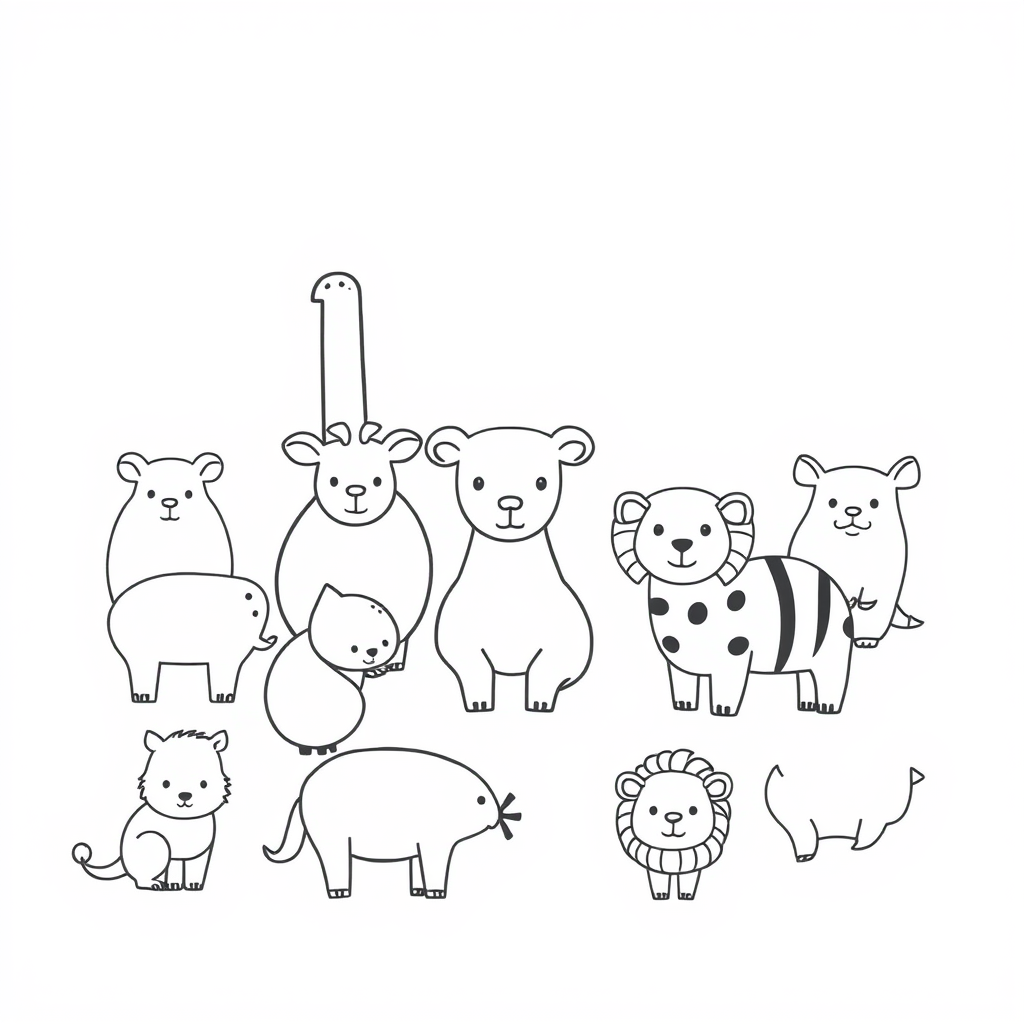 Dieren-Vriendjes Kleurplaat