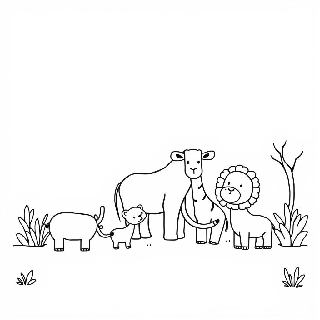 Dieren-Vriendjes Kleurplaat
