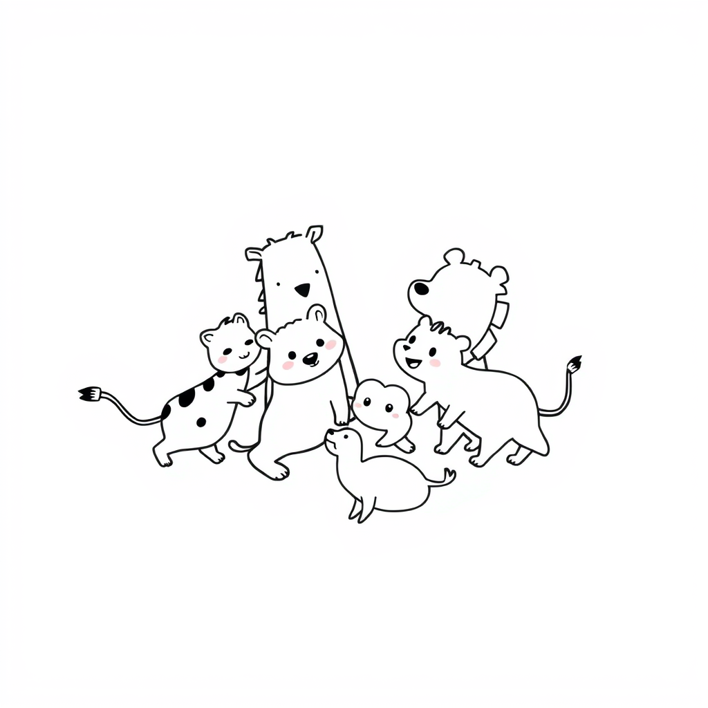 Dierenvriendjes Kleurplaat