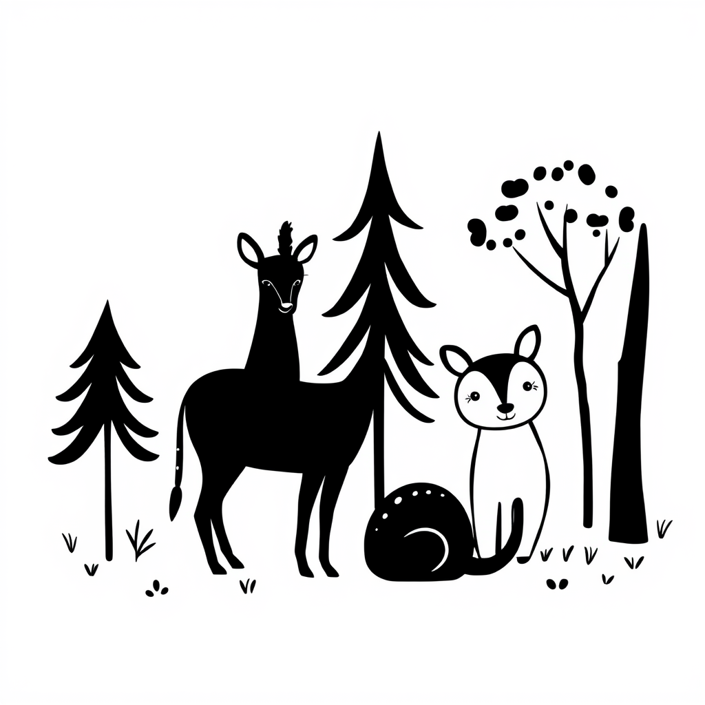 Dieren in het bos Kleurplaat