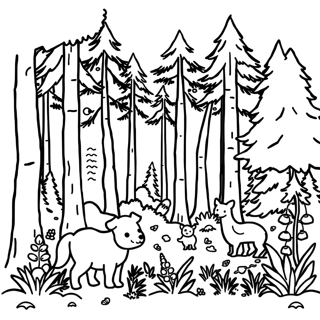 Dieren in het Bos Kleurplaat