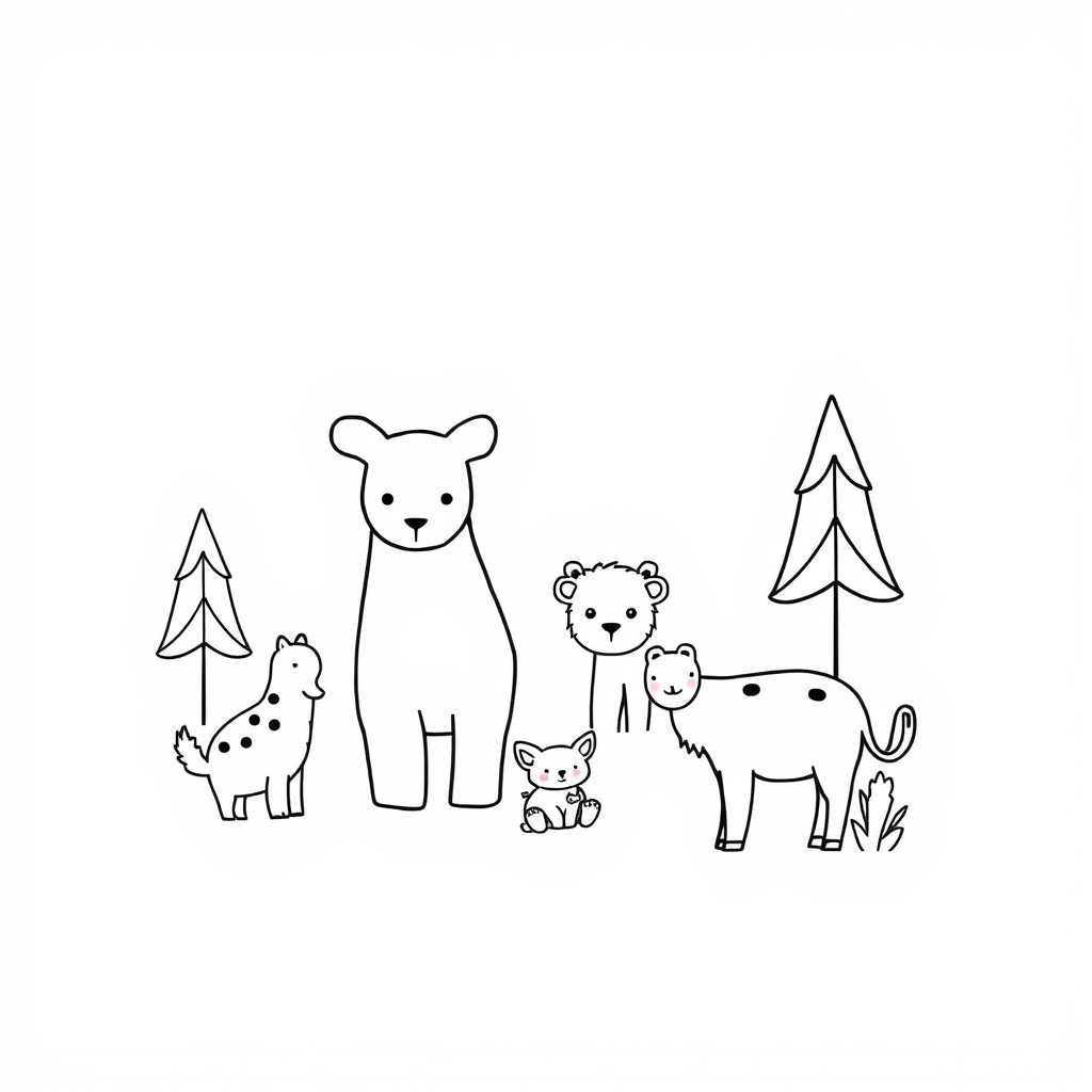 Dieren in het Bos Kleurplaat